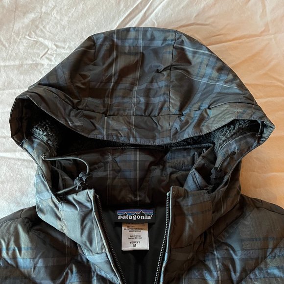 PATAGONIA Size Medium Women's 600 Down With It Full-Zip Tartan Plaid Hooded Vest - Picture 3 of 13